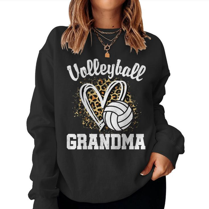 Volleyball Grandma Leopard Heart Women Sweatshirt