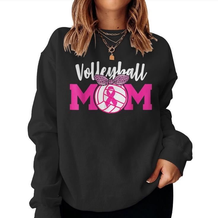 Volleyball Mom Pink Ribbon Breast Cancer Awareness Fighters Women Sweatshirt