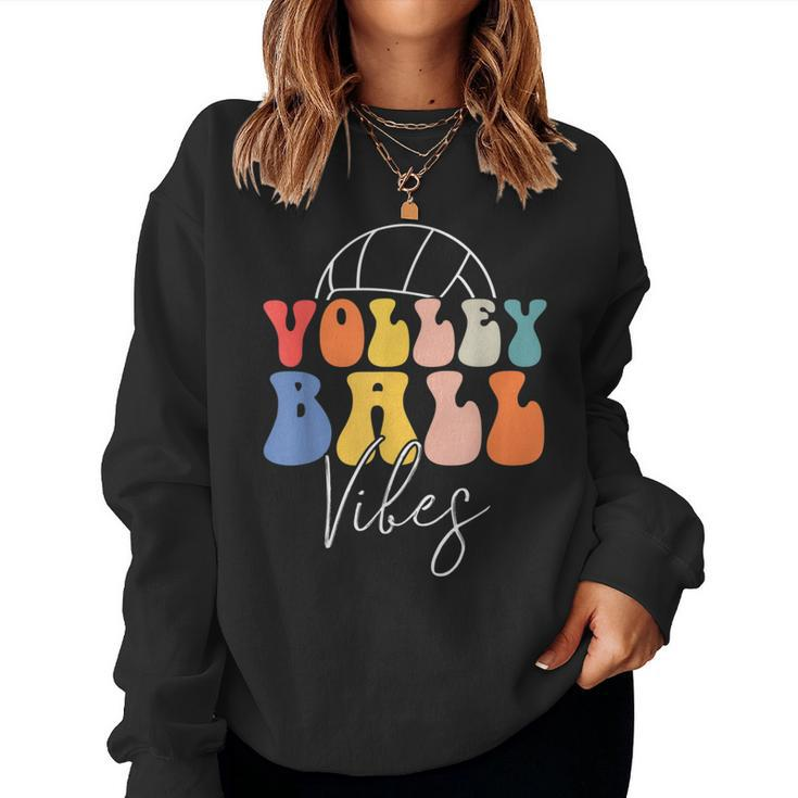 Volleyball Vibes Retro Hippie Volleyball For Women Girl Women Sweatshirt