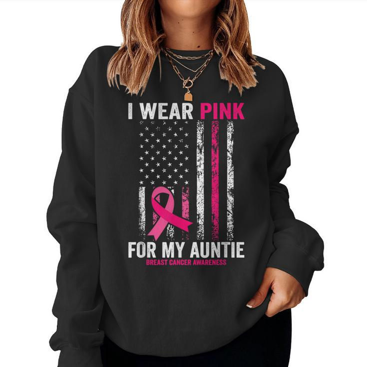 I Wear Pink For My Auntie American Flag Women Sweatshirt
