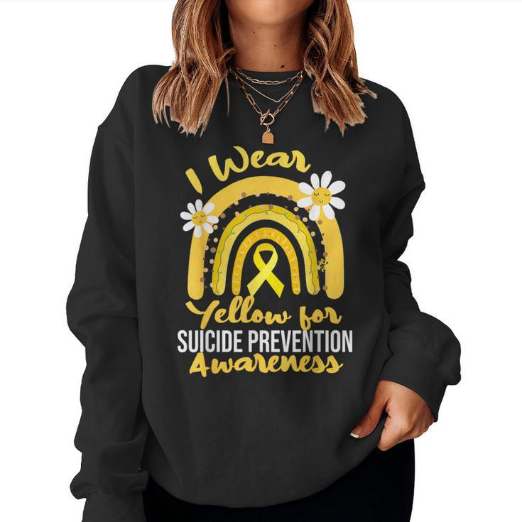 Wear Yellow For Suicide Prevention Awareness Ribbon Rainbow Women Sweatshirt