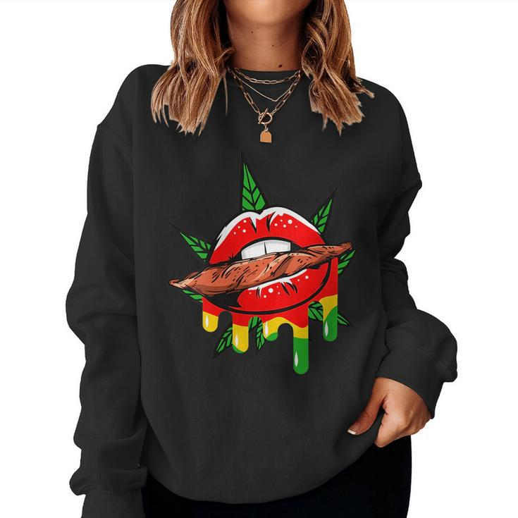 Weed Mouth Women Men Lips Junenth Bling Bite Lip Women Sweatshirt