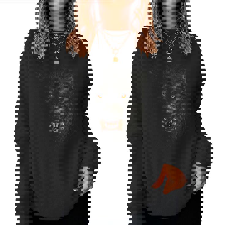 Werewolf Face Scary Halloween Adult Mens Womens Scary Halloween Women Sweatshirt