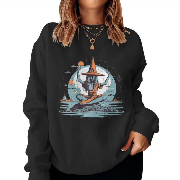 Witch Meditating Halloween Costume Yoga Zen Meditation Women Sweatshirt