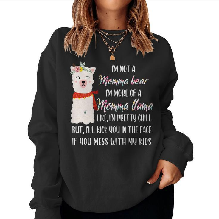Womens Im Not A Momma Bear Im More Of A Momma Llama Floral  Women Crewneck Graphic Sweatshirt