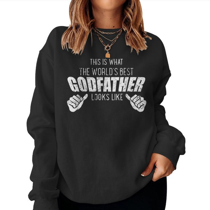 Worlds Best Godfather Uncle Family Distressed Women Sweatshirt