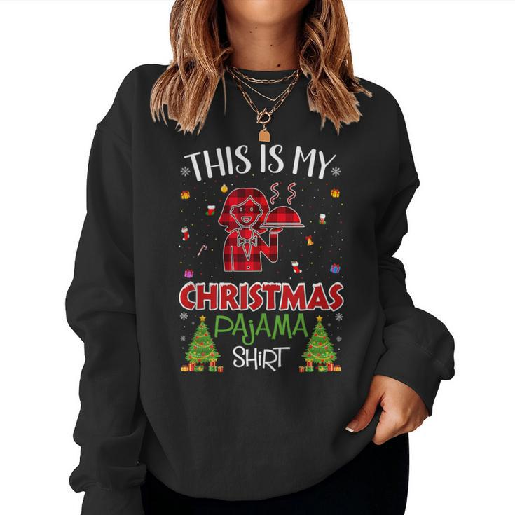 Xmas Tree With Light Waitress Ugly Christmas Sweater Women Sweatshirt