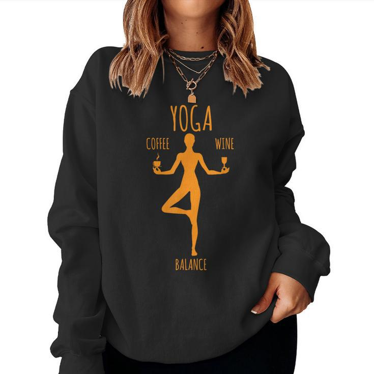 Yoga Balance Coffee & Wine Yoga Lover Women Sweatshirt