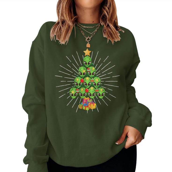 Alien Christmas Tree Xmas Pajamas Pjs Space Christian Women Sweatshirt
