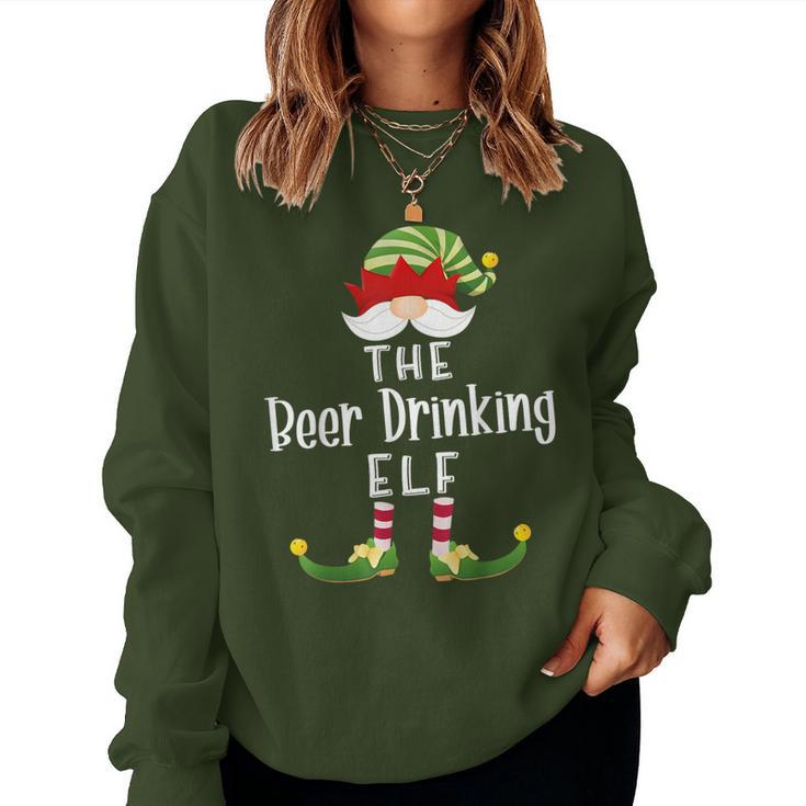 Beer Drinking Elf Group Christmas Pajama Party Women Sweatshirt