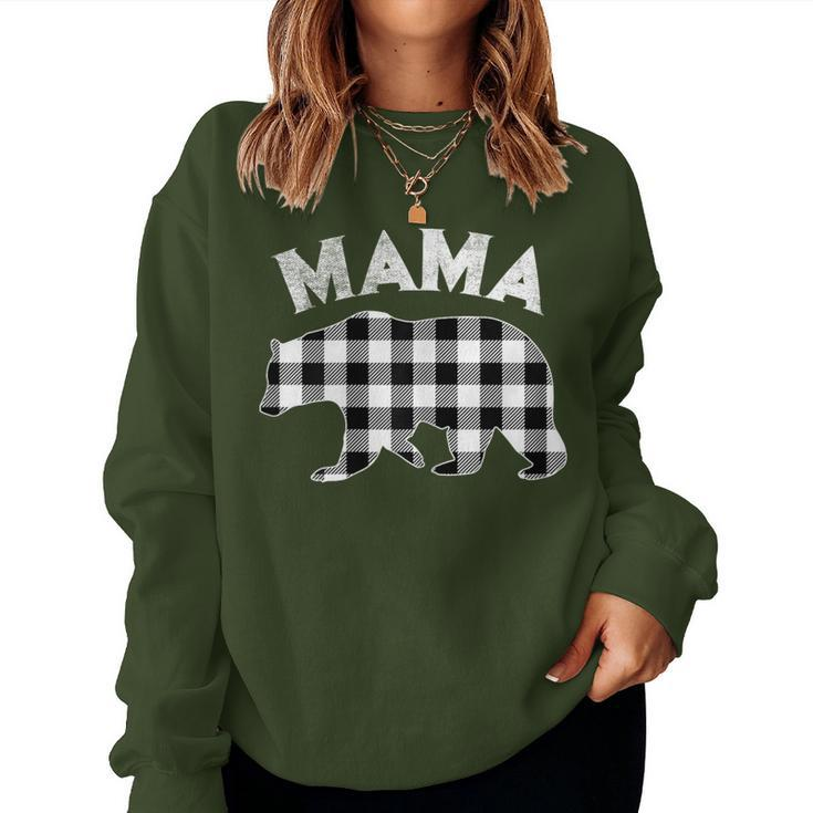 Black And White Buffalo Plaid Mama Bear Christmas Pajama Women Sweatshirt