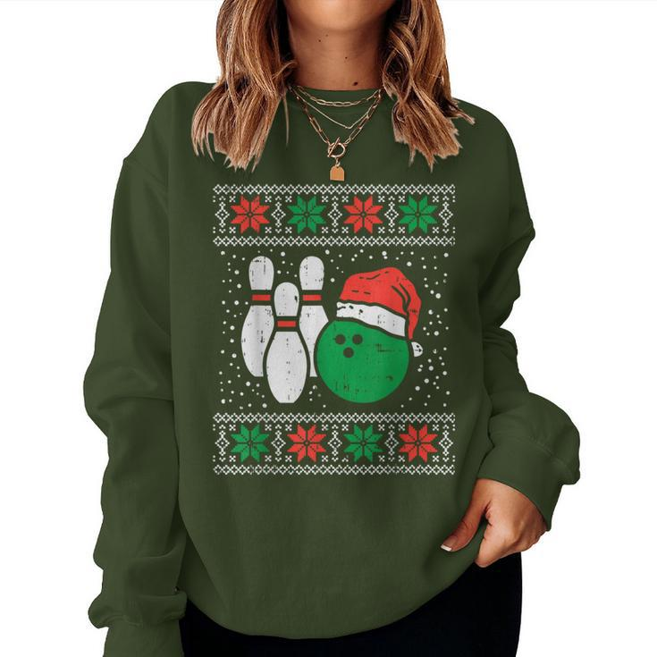 Bowling Ugly Christmas Sweater Sport Bowls Xmas Women Sweatshirt