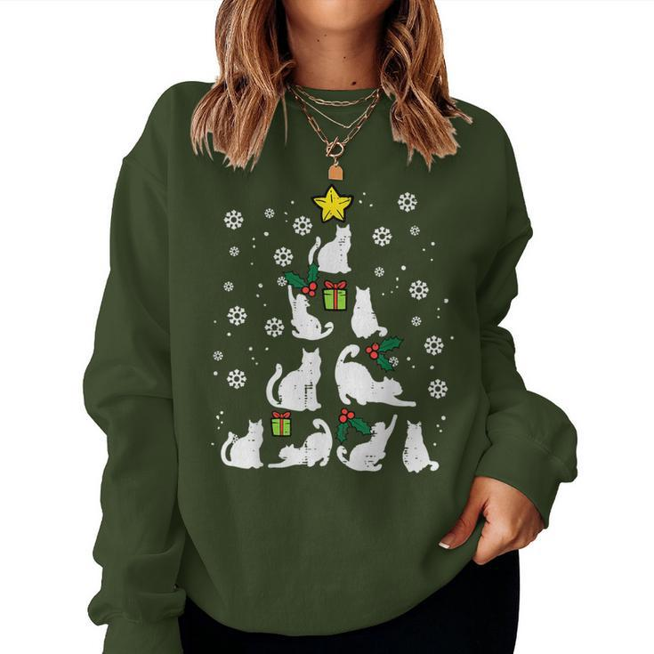Cats Christmas Tree Cute Cat Lover Xmas Winter Girls Women Sweatshirt