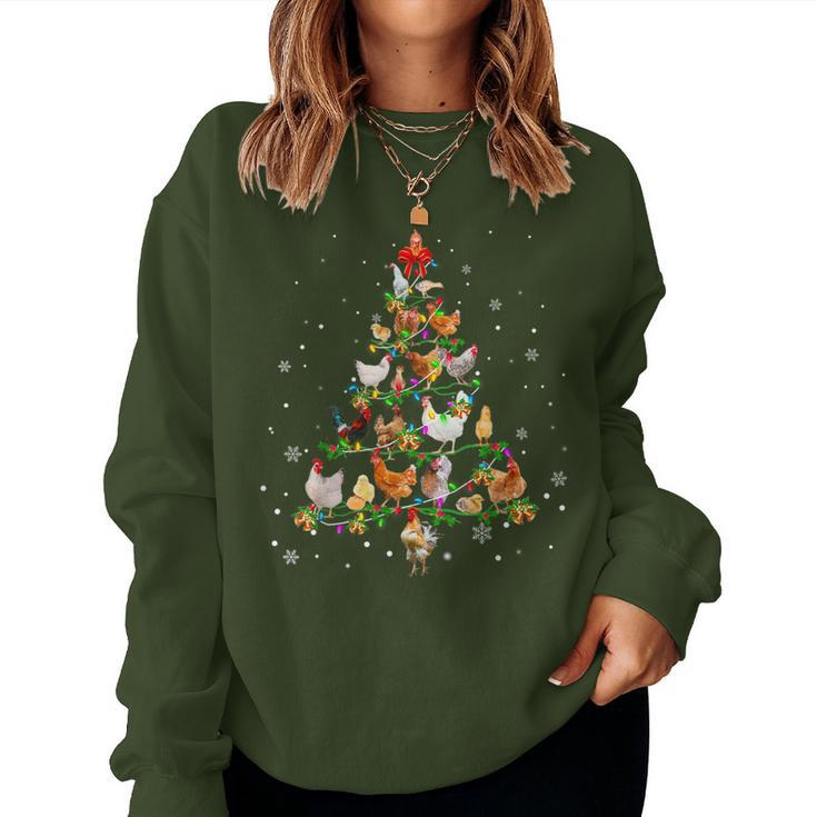 Chicken Christmas Tree Ornament Decor Xmas Women Sweatshirt