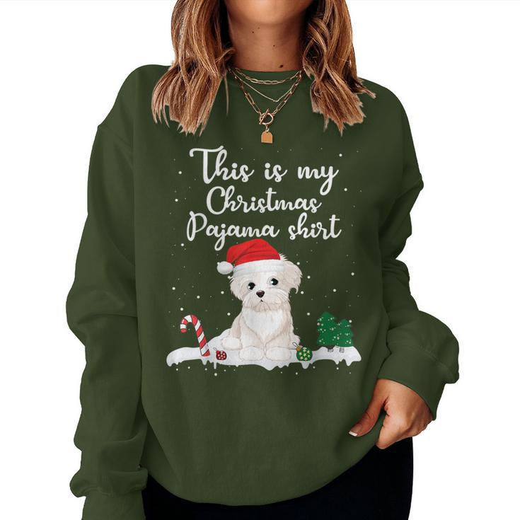This Is My Christmas Pajama Maltese Dog Mom Dad Women Sweatshirt