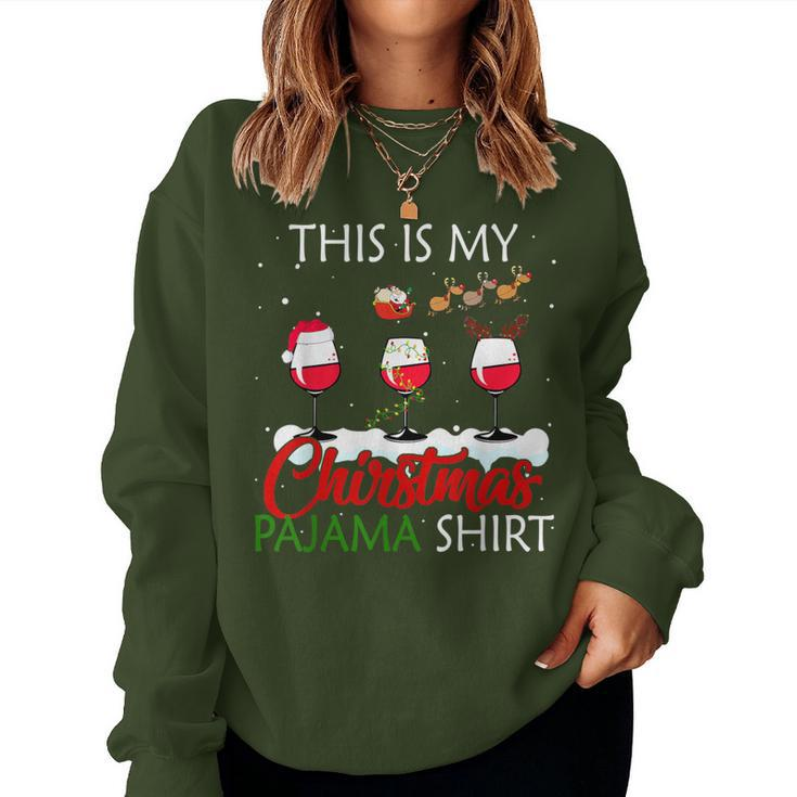 This Is My Christmas Pajama Wine Lover Xmas Women Sweatshirt