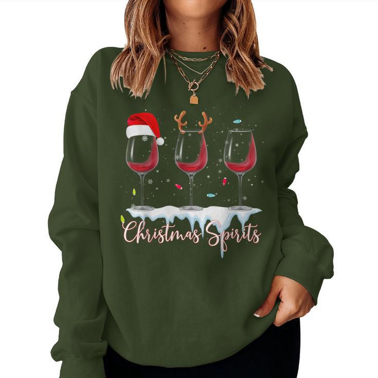 Christmas Spirits Glasses Of Wine Winter Holiday Women Sweatshirt