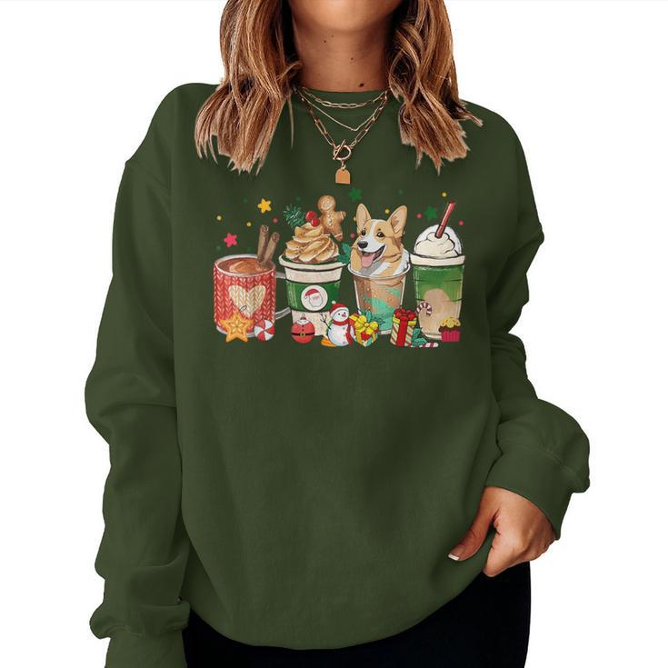 Corgi Dog Coffee Latte Christmas Dog Mom Xmas Pajamas Women Women Sweatshirt