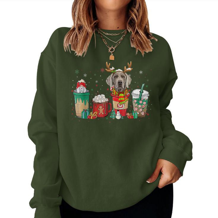 Cute Weimaraner Dog Christmas Coffee Pajamas Xmas Women Sweatshirt