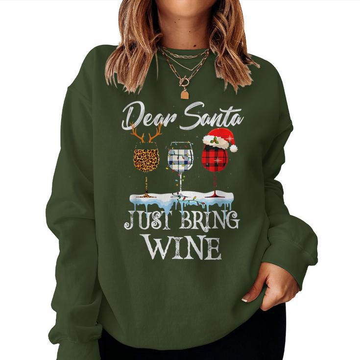 Dear Santa Just Bring Wine For Christmas Costume Glasses Women Sweatshirt