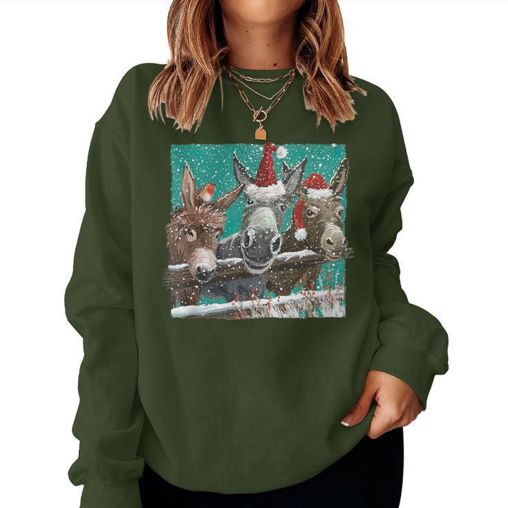 Donkey Santa Hat Donkey Lover Cute Donkey Christmas Women Sweatshirt