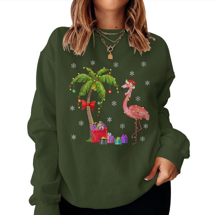 Flamingo Lover Xmas Santa Hat Flamingo Christmas Women Sweatshirt