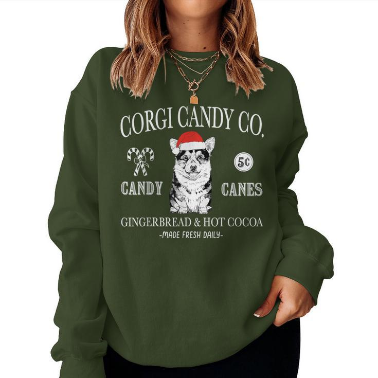 Santa Tri Color Corgi Mom Christmas Vintage Holiday Women Sweatshirt