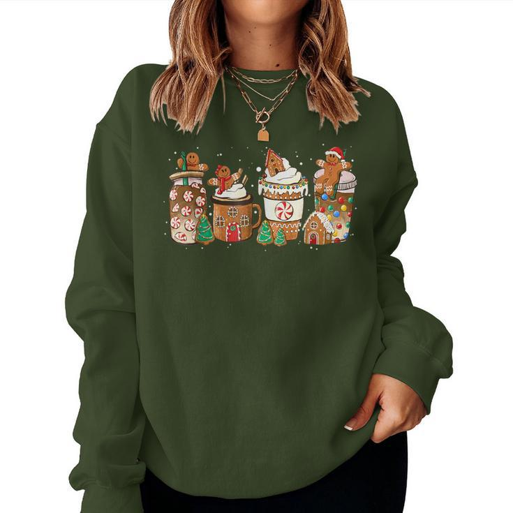 Gingerbread Cookie Christmas Coffee Cups Latte Drink Outfit Women Sweatshirt