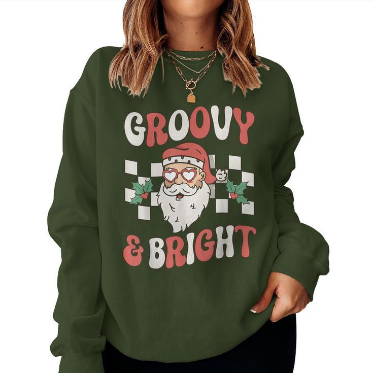 Groovy And Bright Christmas Santa Outfit 80S Retro Groovy Women Sweatshirt
