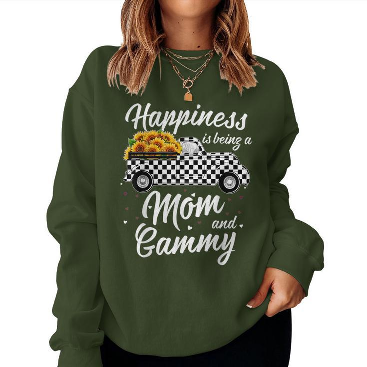 Happiness Is Being A Mom And Gammy Christmas Truck Plaid Women Sweatshirt