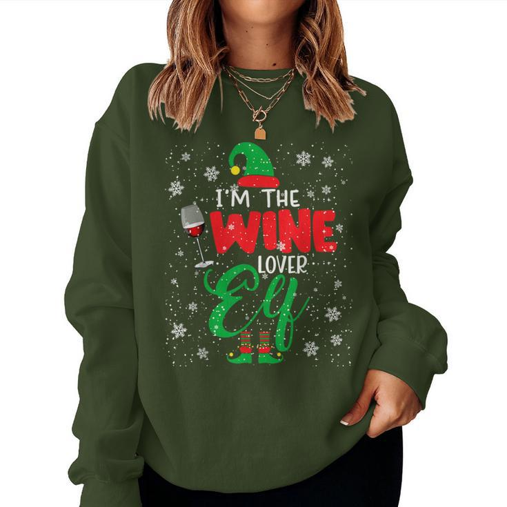 I'm The Wine Lover Elf Christmas Elf Drinking Wine Family Women Sweatshirt