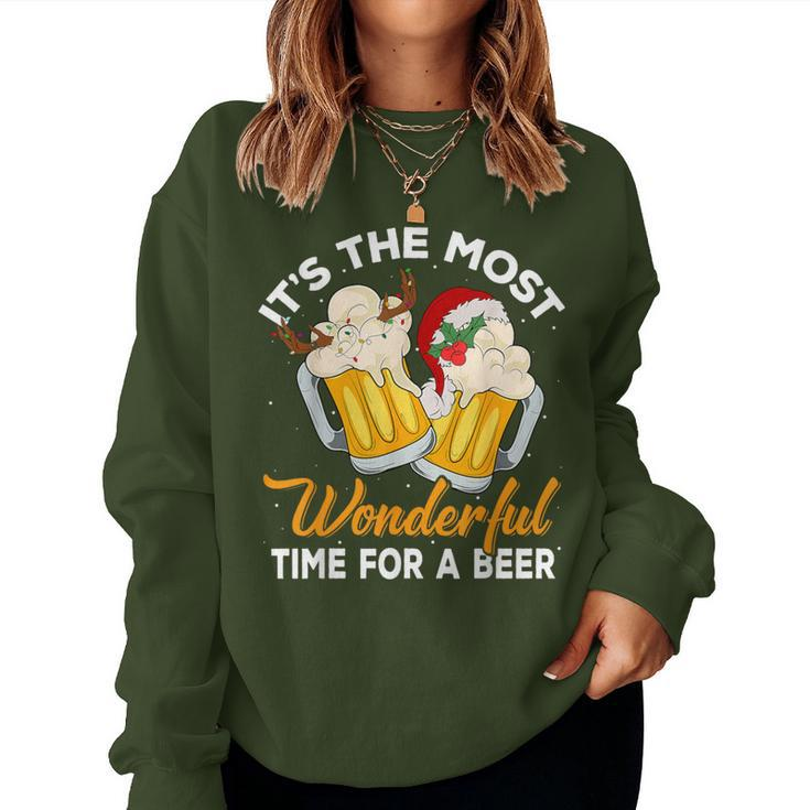It's The Most Wonderful Time For A Beer Drinking Christmas Women Sweatshirt