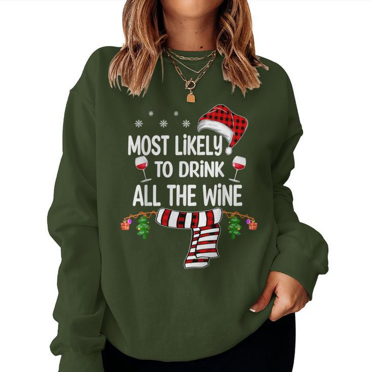 Most Likely To Drink All The Wine Family Christmas Pajamas Women Sweatshirt