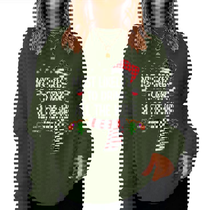 Most Likely To Drink All The Wine Family Christmas Pajamas Women Sweatshirt