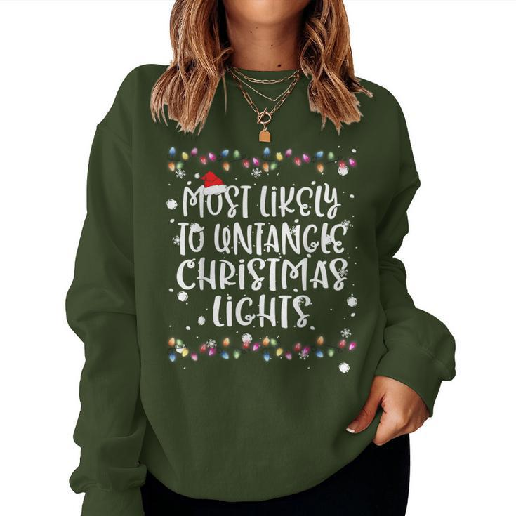 Most Likely To Untangle Christmas Lights Family Women Sweatshirt