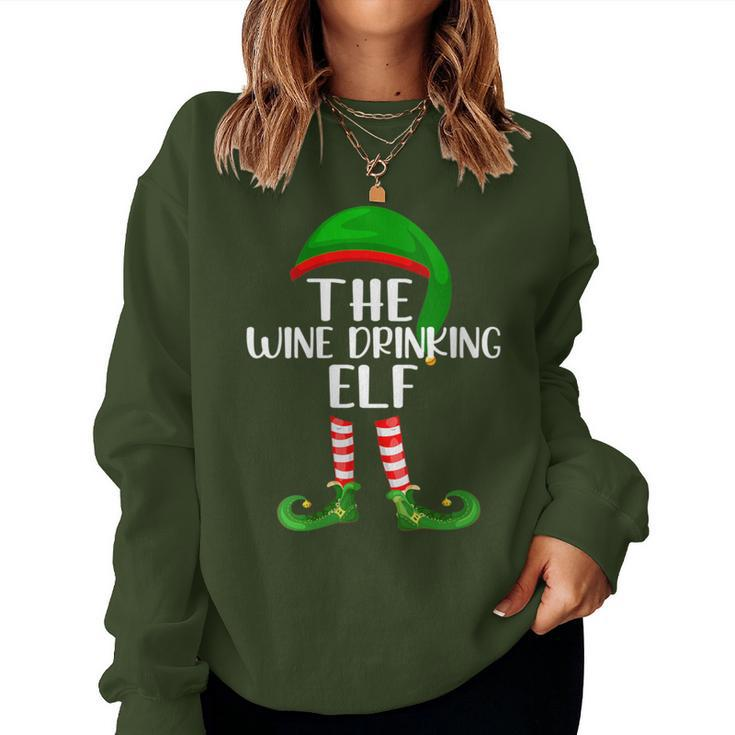 Matching Family Group Christmas The Wine Drinking Elf Women Sweatshirt