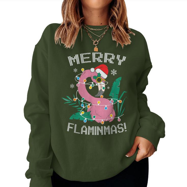 Merry Flaminmas Flamingo Lover Christmas Holiday Season Women Sweatshirt