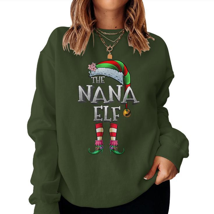 The Nana Elf Matching Family Christmas Grandma Women Sweatshirt