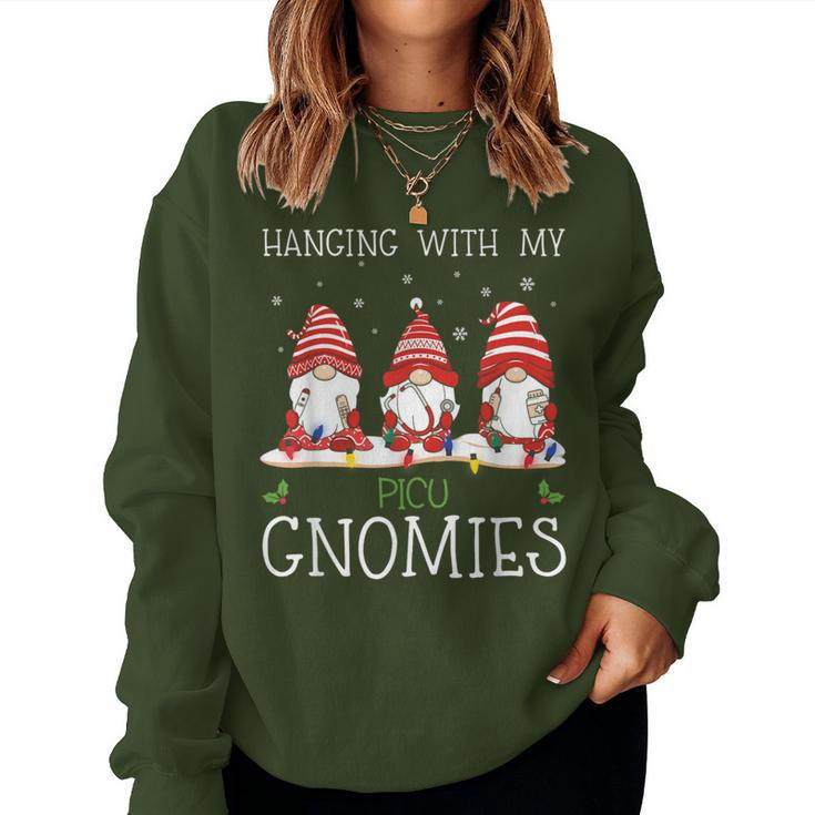 Nurse Christmas Gnome Cool Picu Nurse Christmas Lights Women Sweatshirt