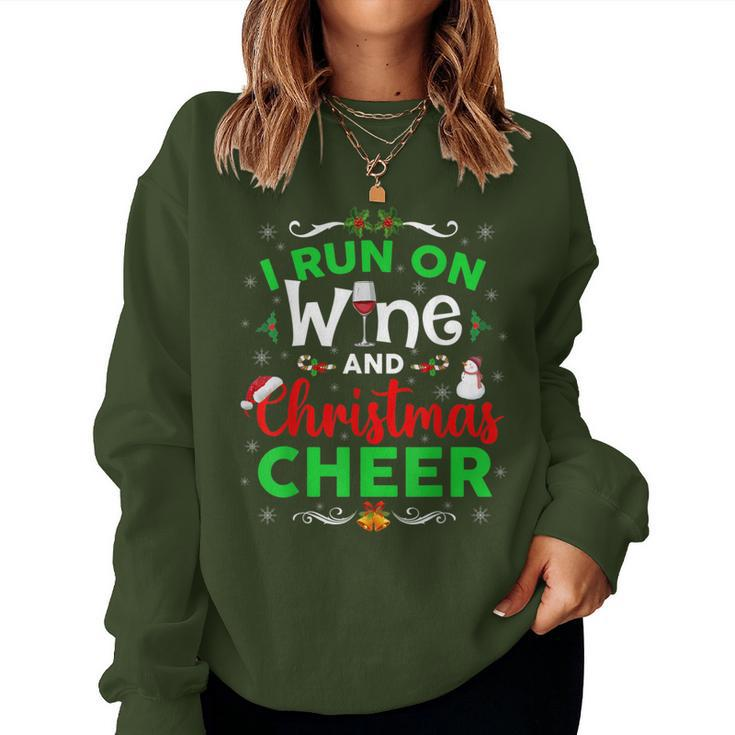 I Run On Wine And Christmas Cheer Wine Lover Women Sweatshirt