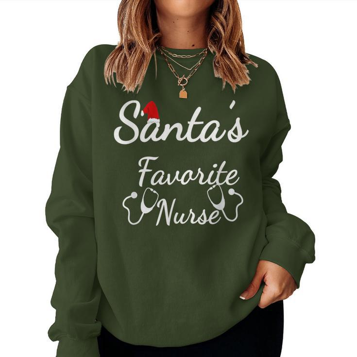 Santa's Favorite Nurse Cute Merry Xmas Party Crew Women Sweatshirt