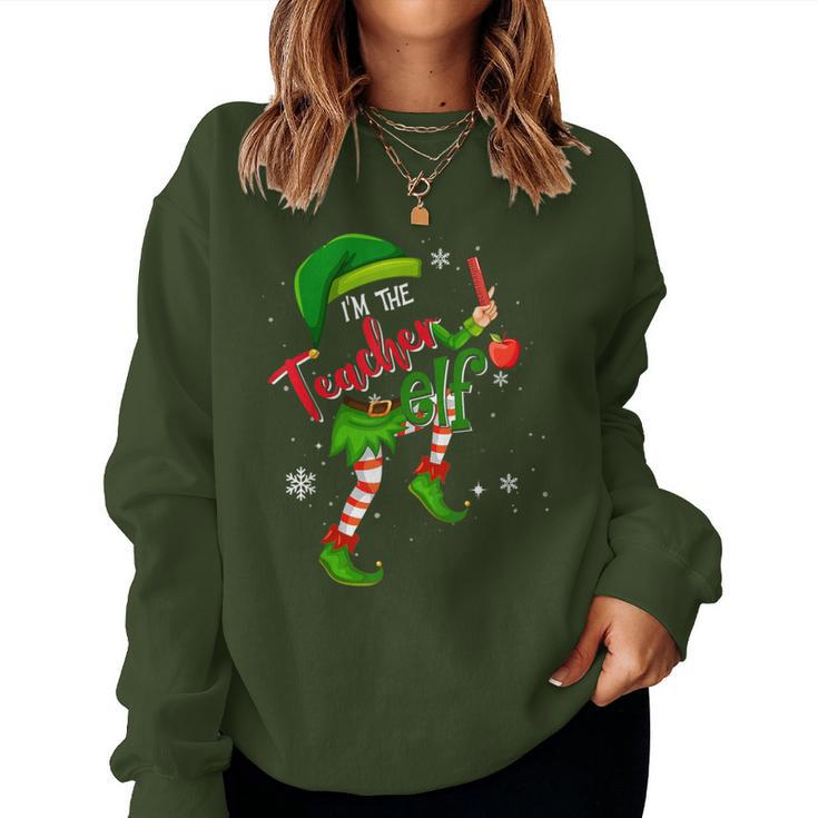 Teacher Elf Matching Family Group Christmas Party Pajama Women Sweatshirt