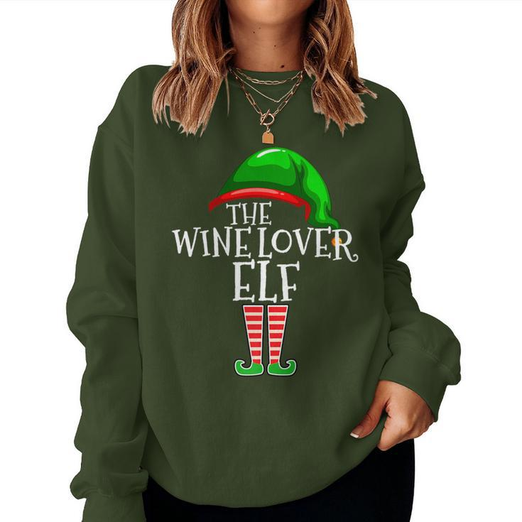 Wine Lover Elf Group Matching Family Christmas Drinking Women Sweatshirt