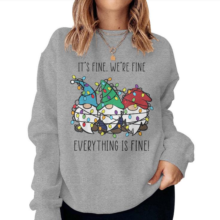 It's Fine We're Fine Everything Is Fine Gnome Teacher Xmas Women Sweatshirt