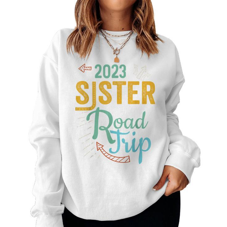 2023 Sister Road Trip Vacation Girls Matching Retro Vintage  Women Crewneck Graphic Sweatshirt
