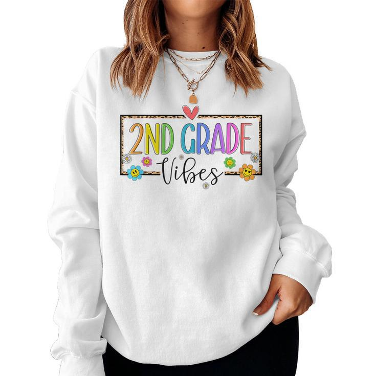 2Nd Grade Vibes 2Nd Grade Retro Teacher 1St Day Of School Women Sweatshirt