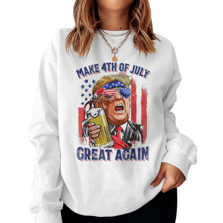 Make 4Th Of July Great Again Trump Men Drinking Beer Drinking  Sweatshirt