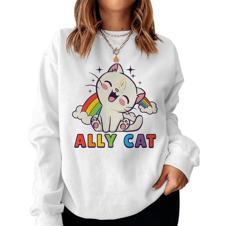 Ally Cat Lgbt Gay Pride Month 2023 Lgbtq Rainbow Cute Kitty Sweatshirt