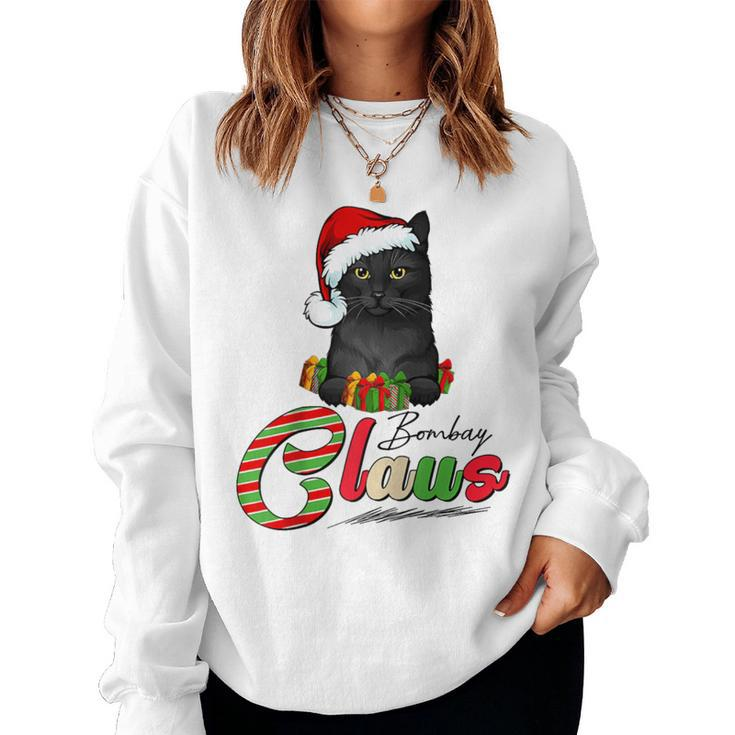 Bombay Claus Cat Lovers Santa Hat Ugly Christmas Sweater Women Sweatshirt