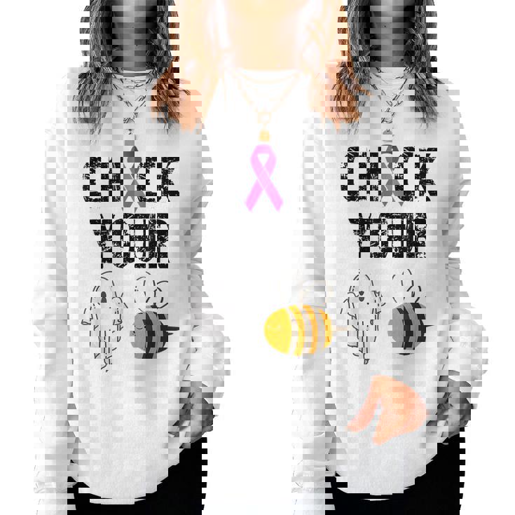 Check Your Boo Bees Breast Cancer Halloween Women Sweatshirt